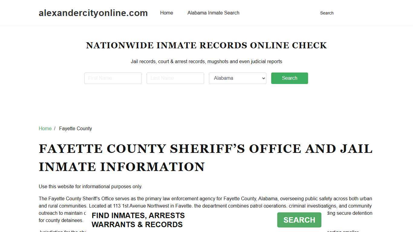 Fayette County Sheriff, AL, Jail Inmate Search, Recent Arrests